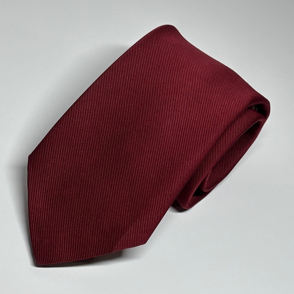 Beau Brummell Necktie Mens OS Burgundy Ribbed Silk Blend Solid Preppy Classic